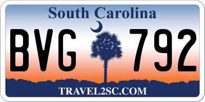 SC license plate BVG792