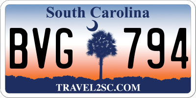 SC license plate BVG794