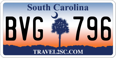 SC license plate BVG796