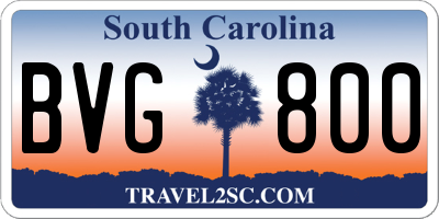 SC license plate BVG800