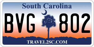 SC license plate BVG802