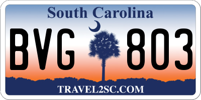 SC license plate BVG803