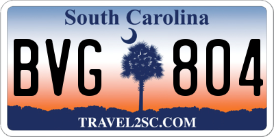 SC license plate BVG804