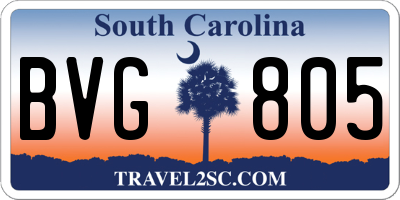 SC license plate BVG805