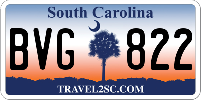 SC license plate BVG822