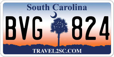 SC license plate BVG824