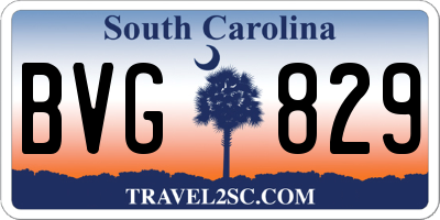 SC license plate BVG829