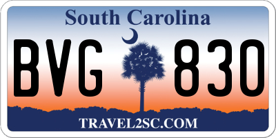 SC license plate BVG830