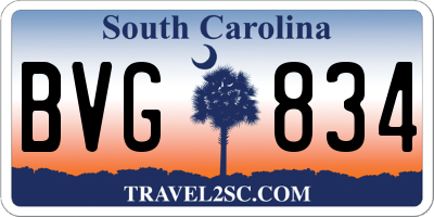 SC license plate BVG834