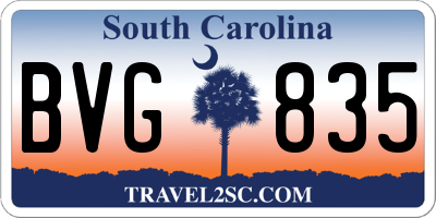 SC license plate BVG835