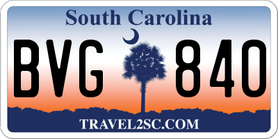 SC license plate BVG840