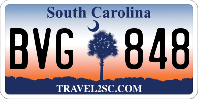 SC license plate BVG848