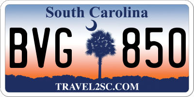 SC license plate BVG850