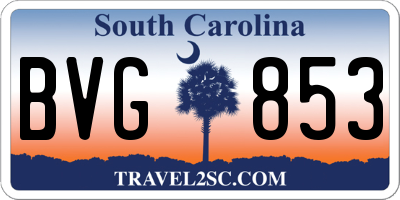 SC license plate BVG853