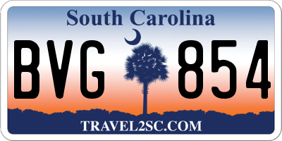 SC license plate BVG854