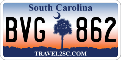 SC license plate BVG862