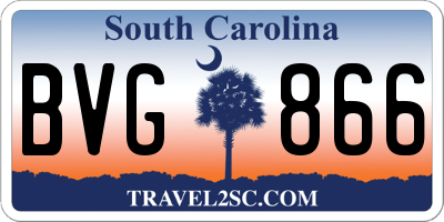 SC license plate BVG866