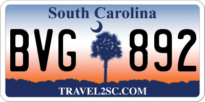 SC license plate BVG892