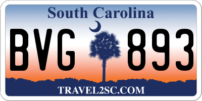SC license plate BVG893
