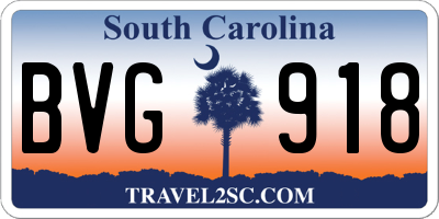 SC license plate BVG918