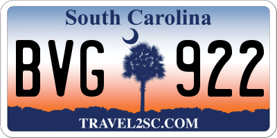 SC license plate BVG922