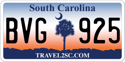 SC license plate BVG925