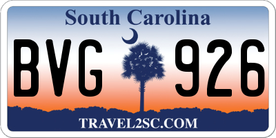 SC license plate BVG926