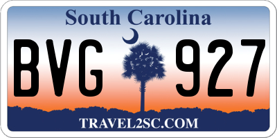 SC license plate BVG927
