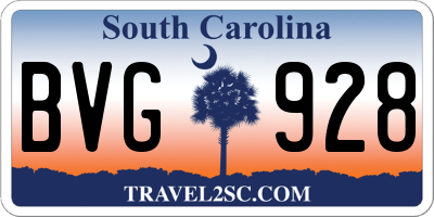 SC license plate BVG928