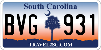 SC license plate BVG931