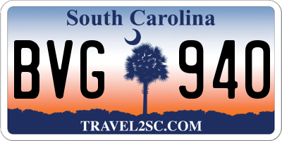 SC license plate BVG940