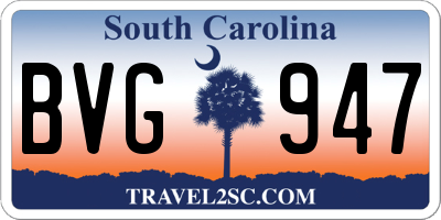 SC license plate BVG947
