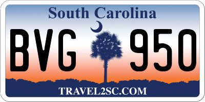 SC license plate BVG950