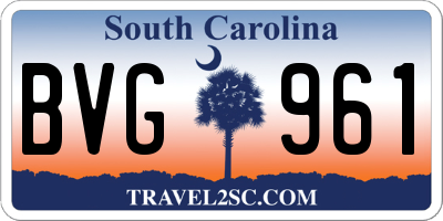 SC license plate BVG961