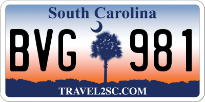 SC license plate BVG981