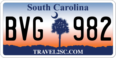 SC license plate BVG982
