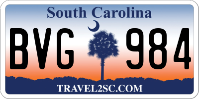 SC license plate BVG984