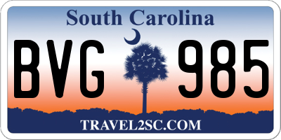 SC license plate BVG985