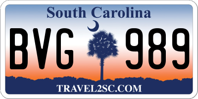 SC license plate BVG989