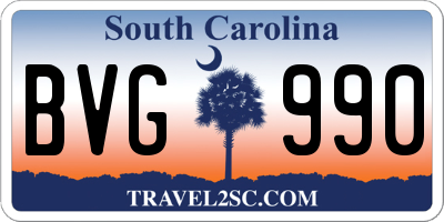SC license plate BVG990