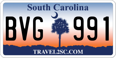 SC license plate BVG991