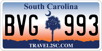 SC license plate BVG993