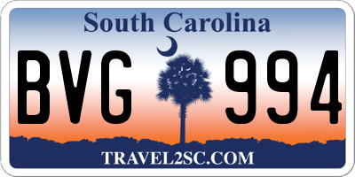 SC license plate BVG994