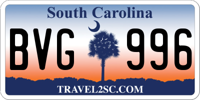 SC license plate BVG996