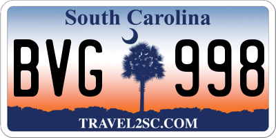 SC license plate BVG998