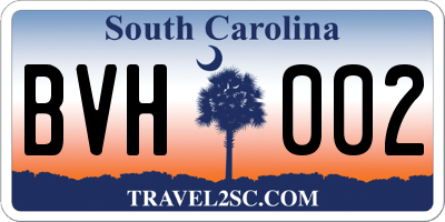SC license plate BVH002