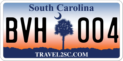 SC license plate BVH004