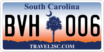 SC license plate BVH006