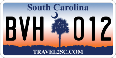 SC license plate BVH012
