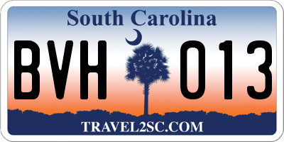 SC license plate BVH013